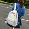 4pcs/set Letter Print Canvas Women Backpack Travel Schoolbag Totes (Grey) A