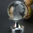 Crystal Glass Frosted World Globe Stand Paperweight Home Desk Wedding Decor Y5K4