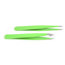 2Pcs/Set Green Hair Removal Eyebrow Tweezer Eye Brow Clips Beauty Makeup Too BX