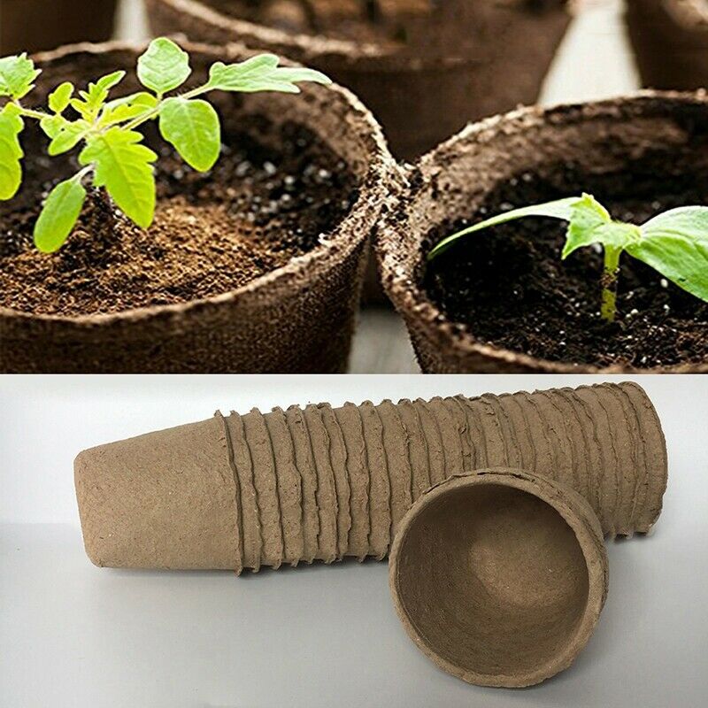 100Pcs Biodegradable Pulp Pots Plants Seedling Raising Pot Vegetable Fruit  C8F7
