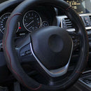 Auto Car 38CM Steering Wheel Cover Protector PU Leather Anti-skid Black with Red