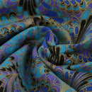 50cm Peacock Tail Pattern Cotton Fabric for Kimono Cheongsam Pillows Home Crafts