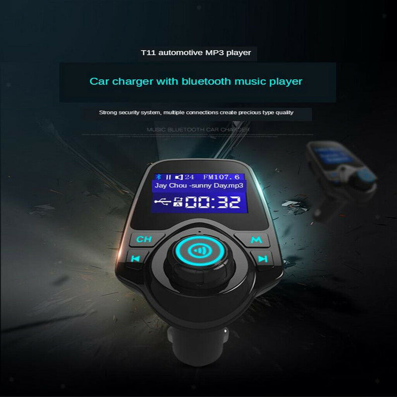 1.44" LCD  Car FM Transmitter Voltmeter AUX Dual USB Charger Kit
