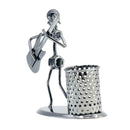 Metal Pen Holder Guitarist Design Pencil Pot Stationery Storage Box Table Decor