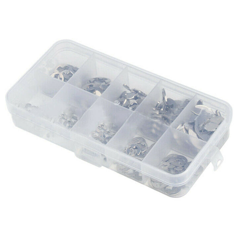 200Pcs Stainless Steel E-Clip Retaining Circlip Assortment Kit 1.5mm ~ 10mm