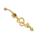 Love Heart Crystal Gem Navel Buckle Belly Ring Piercing Body Diamond Inlaid