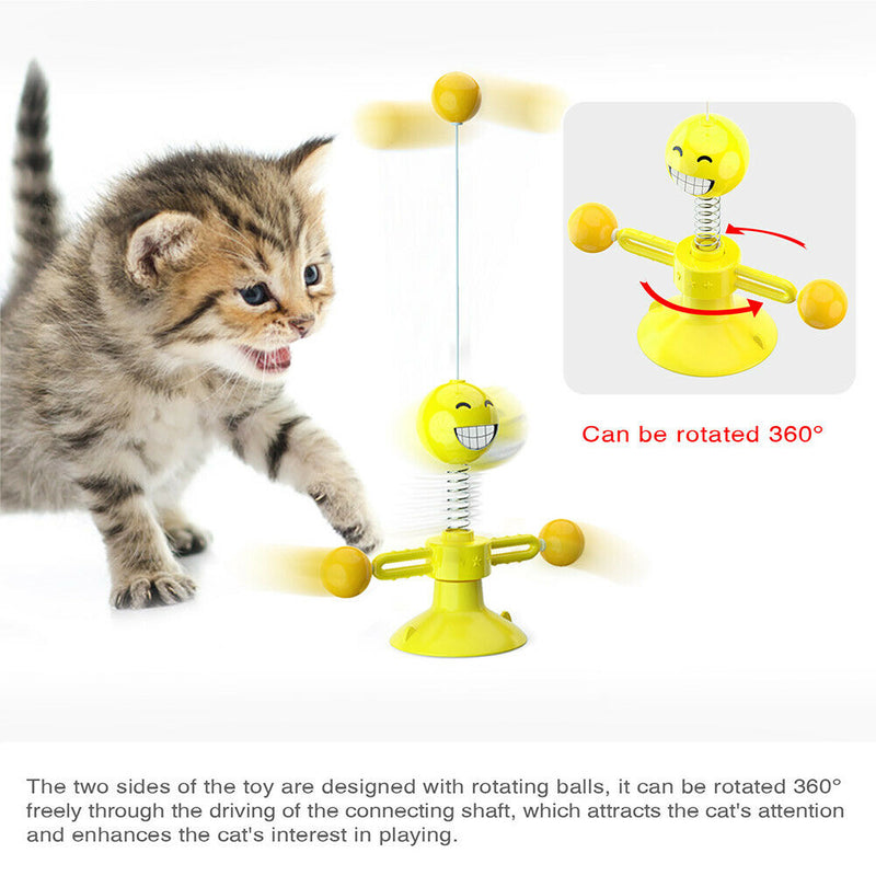 Funny Spring Suction Cup Cat Toys Elastic Feathers Cat Stick Pet Supplies
