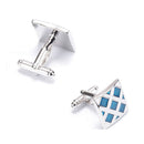 New Classic Blue Lattice Men's Cuff Links mens Wedding party Gift Cufflinks FT