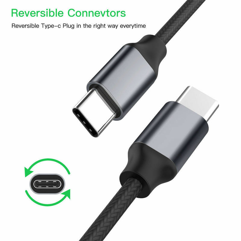 USB Type-C to USB-C 3.1 Nylon Braided 3A Charging Cable Male to Male Data Cable