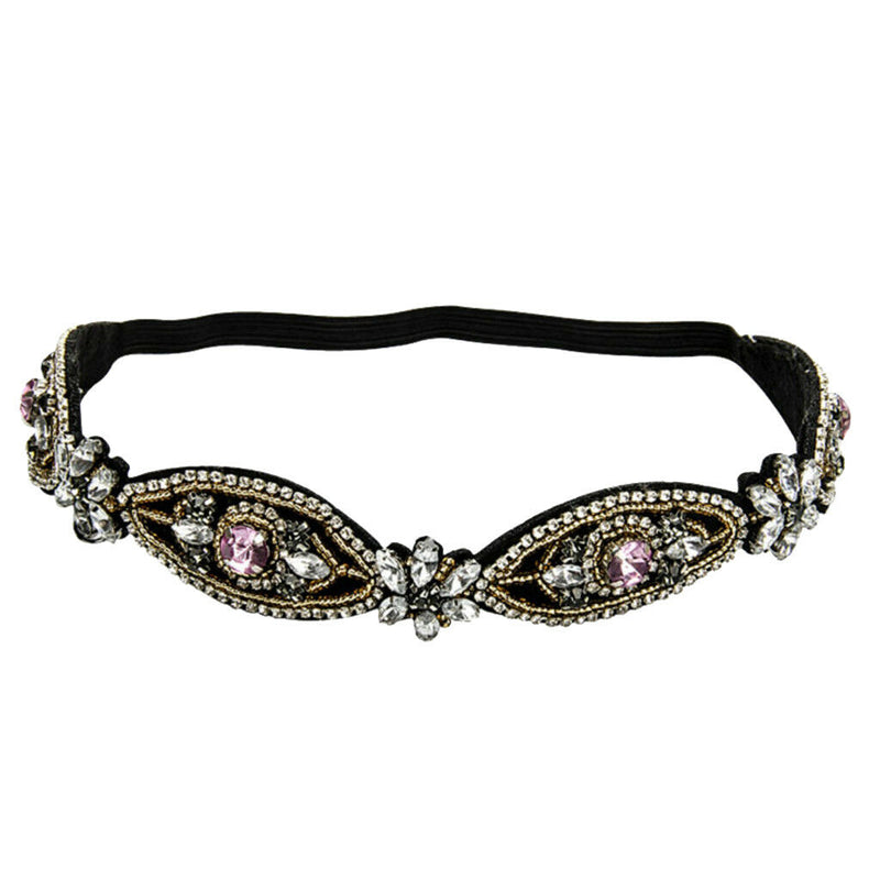 Flower Elastic Stretch Headwrap Bridal Wedding Crystal Rhinestone Headband