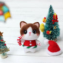 Novelty Cat Felt Craft Kit Wearing Christmas Hat Animal Wool Needle Felting Gift