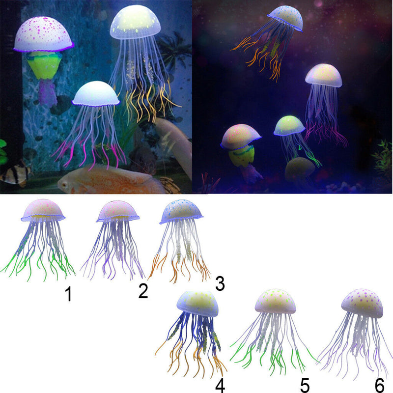 2x Aquarium Decoration Fish Tank Ornament Artificial Fish Jellyfish Marine