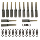 24PCS Carp Fishing Run Rig Rubber Sleeve+Swivels Lead Stopper Covert Safe Sys FT
