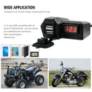 Motorcycle Handlebar Mirror 3.4A Dual USB Charger Adapter with Voltmeter