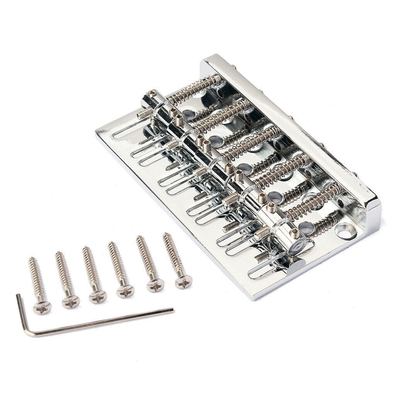 5 String Bass Bridge Electric Guitar Bridge Metal Part With Screw Wrench, Chrome