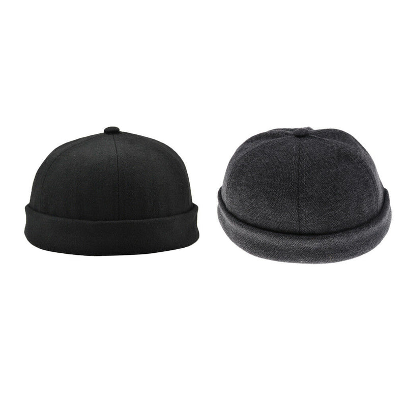 2x Mens Skullcap Navy Cap Docker Hat Beanie Sailor Fisherman Retro Hat