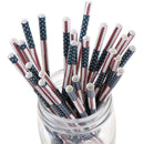 25pcs American Flag Pattern Paper Drinking Straws Independence Day Party De BX
