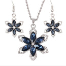 Women Fashion Flower Necklace Drop Earrings Jewelry Set Crystal Party Jewelry 3c