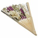 Women's Summer Wedding Floral Pattern Fabric Folding Hand Fan White Purple