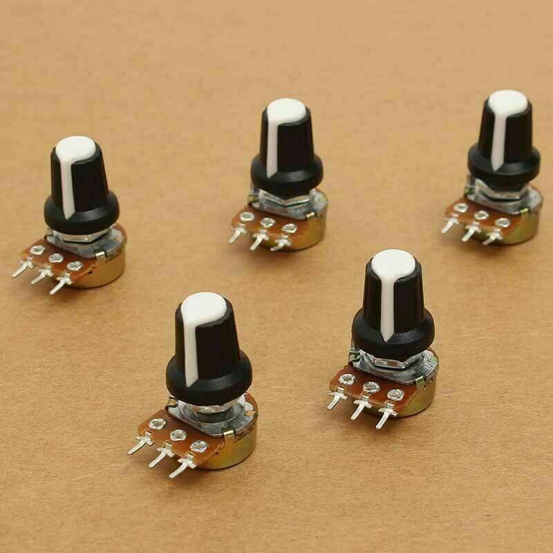 5Pcs 10K OHM Terminal Linear Taper Rotary 15mm Resistor Potentiometer & Knob Set