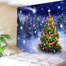 Christmas Tree Snowy Sky Wall Art Hanging Tapestry Dorm Bedspread Decor D