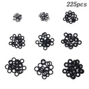 225 x Rubber O Ring O-Ring Washer Seals Assortment Black Car Air Gas Kit 18 Size