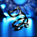 Lovely Cat Ring Adjustable Winding Finger Ring Women Jewelry Gifts (Black) A