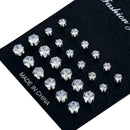 12Pairs Women Crystal Zircon Stainless Steel Earrings Gift Ear Jewelry Sets W9U5