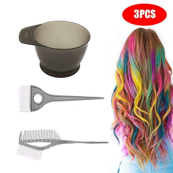 3Pcs/Set Hair Dye Colouring Brush Plastic Comb Bowl Baked Oil Bowl Brush Tool