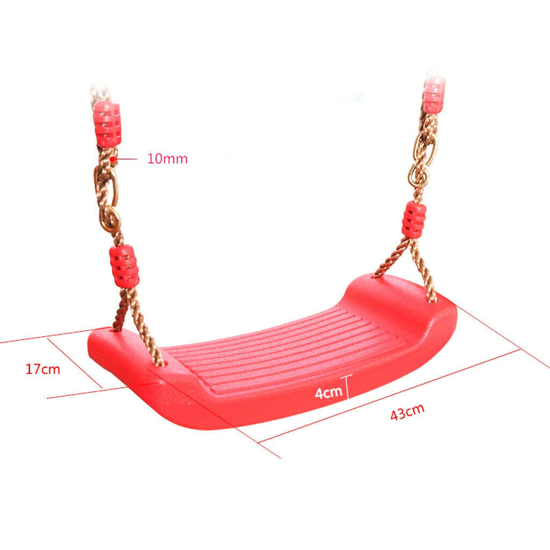 Outdoor Swing Set Seat With Rope Red