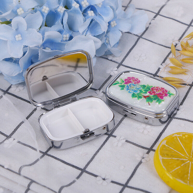Square Metal Folding pill case Medicine Organizer Pill Box Storage Container Hn
