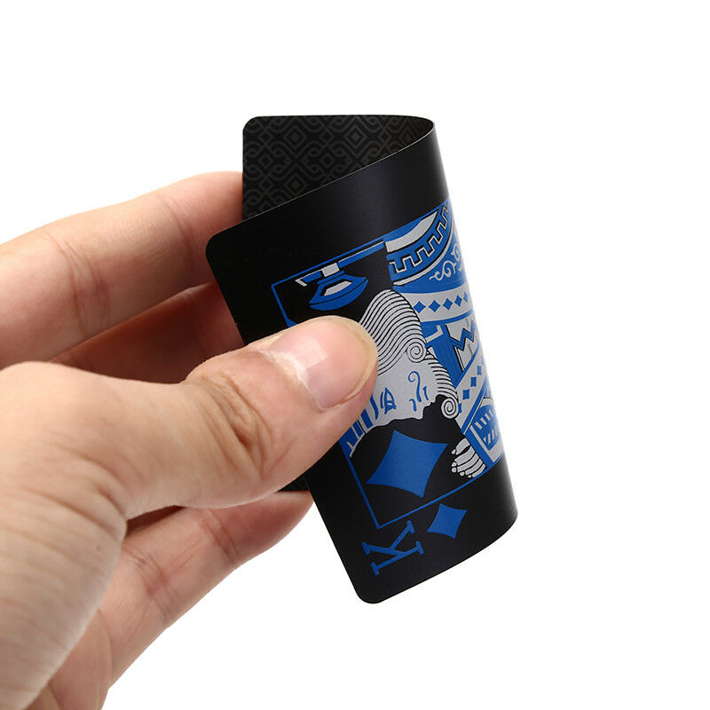 2 Sets Waterproof Plastic Pvc Black Playing Cards Poker Card Board Game  J,a