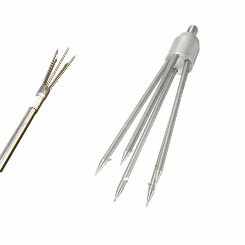 5-Prong Fishing Fish Frog Eel Salmon Barbed Stainless Spear Gig M8 Long Nut