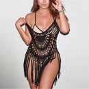 Women's Sleeveless Crochet Dress Lace Tassel Swimsuit Loose Bikini Cover up