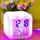 7 Colors LED Change Night Light Alarm Clock Digital Glowing Thermometer Calendar