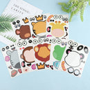 8Sheets/set Kids Funny Puzzle Games Make A Face DIY Animal Jigsaw Stickers S Hn