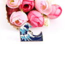 1PC Blue waves brooch Enamel Pin buckle Metal Brooch Coat Jacket Bag Badge Di