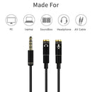 3.5mm Microphone Aux Cable 1 Male 2 Female Audio Cable for Laptop (Black) A