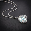 Hollow Heart Pendant Necklace Luminous Clavicle Chain Jewelry Gift (Blue) A