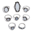 8pcs Retro Women Irregular Rhinestone Water Drop Knuckle Rings Jewelry Set
