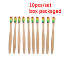 10PCS Delicate Whitening Rainbow Wood Toothbrush Bamboo Fibre Wooden Handle