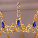 Retro Personality European Full Crown Bride Crown Blue Rhinestone Wedding D