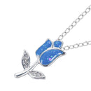 Elegant Blue Fire Opal Flower Pendant Necklace For Women Wedding Jewelry Gifts