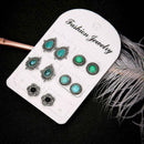 5Pairs of Blue Turquoise Peacock Feather Earrings Court Retro Fashion Earri S7D9