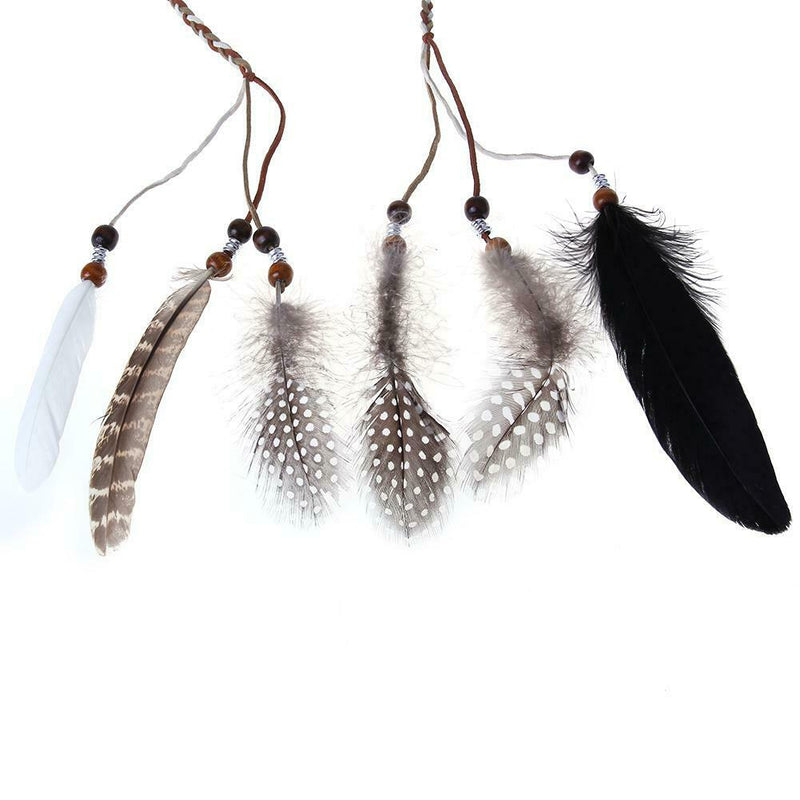 Women Peacock Feather Hair Accessories Headdress Bohemian Knitted Head Band A