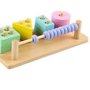 Wooden Two-In-One Early Education Puzzle Geometric Building Block Shape Cog