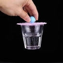 Silicone Cup Lid Transparent Heat-resistant Dustproof Reusable (Blue Heart) A