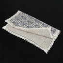 Retro Blue and White Table Cloth with Lace Cotton & Linen Print Chinese Sty