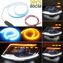 2X 60cm LED Switchback Headlight Sequential DRL Light Strip Tube Blue&Yellow â„–[