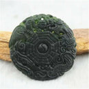 Natural Black Green Jade Taiji Yin Yang Dragon Phoenix Amulet Pendant Gifts